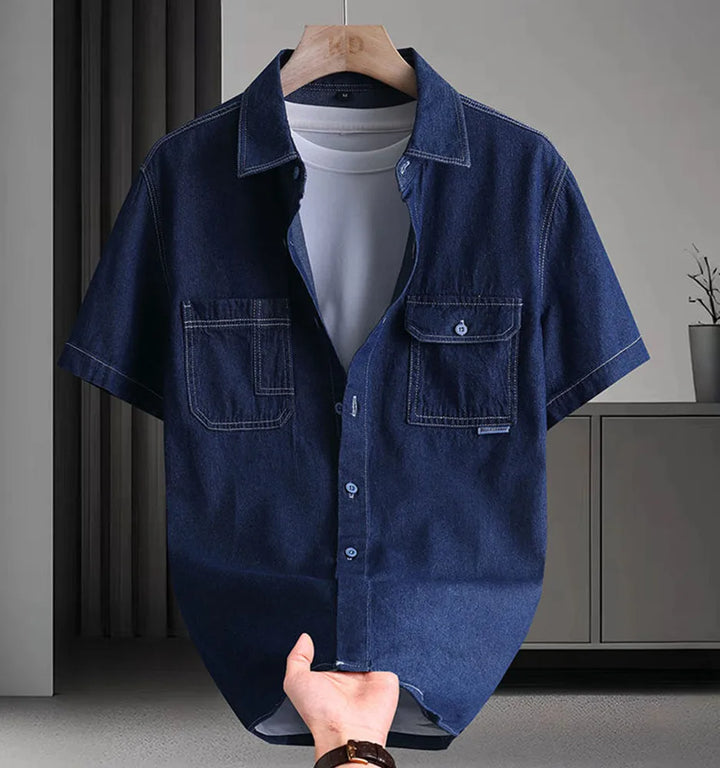 Short Sleeve Casual Denim Shirt