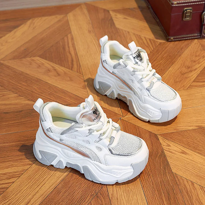 Genuine Leather Microfiber Chunky Sneakers
