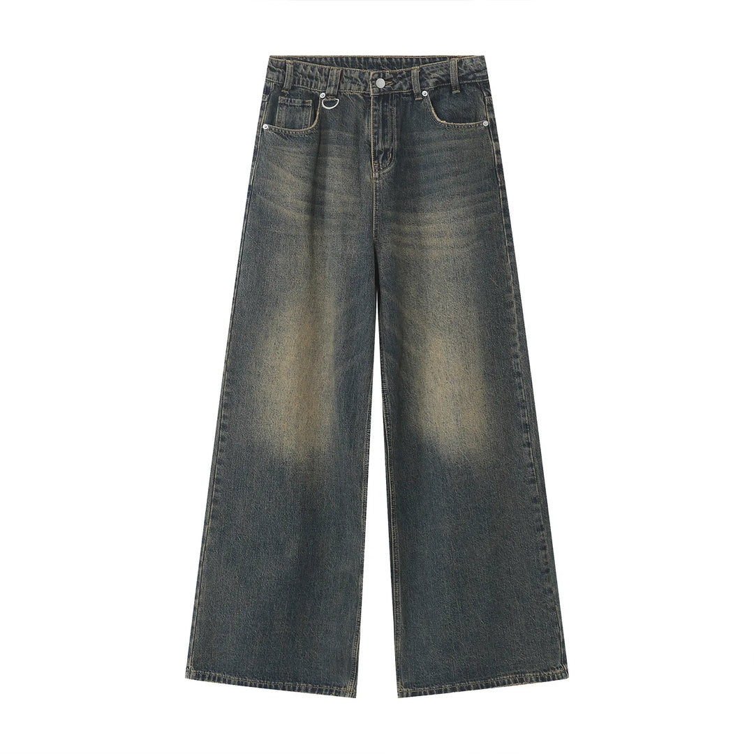 Vintage Wash Baggy Wide Leg Jeans