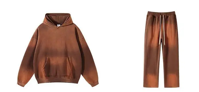 Unisex Retro Tie-Dye Two-Piece Hooded Set