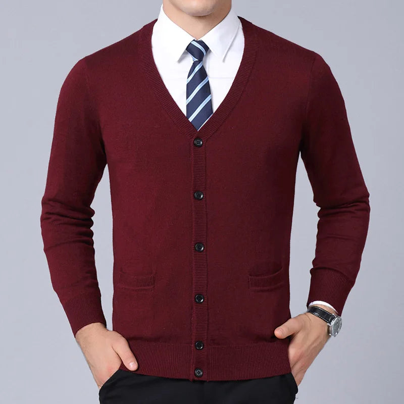 V-Neck Slim Fit British Style Cardigan Sweater