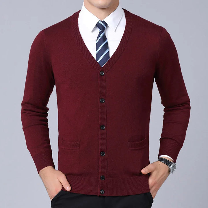 V-Neck Slim Fit British Style Cardigan Sweater
