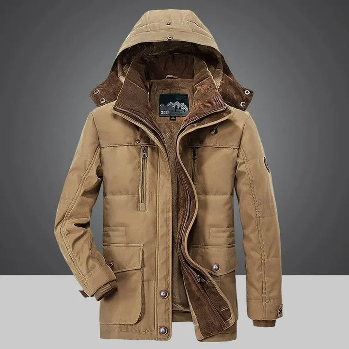 Thick Velvet Multi-Pocket Zipper Winter Parka