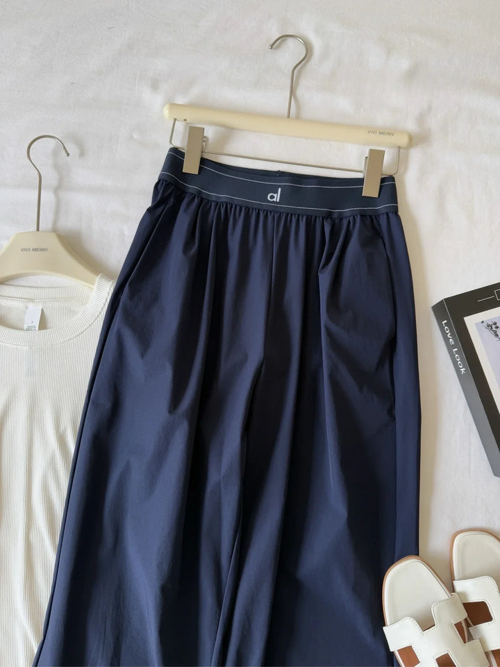 Wide Leg Baggy Sweatpants with Solid Elastic Waist
