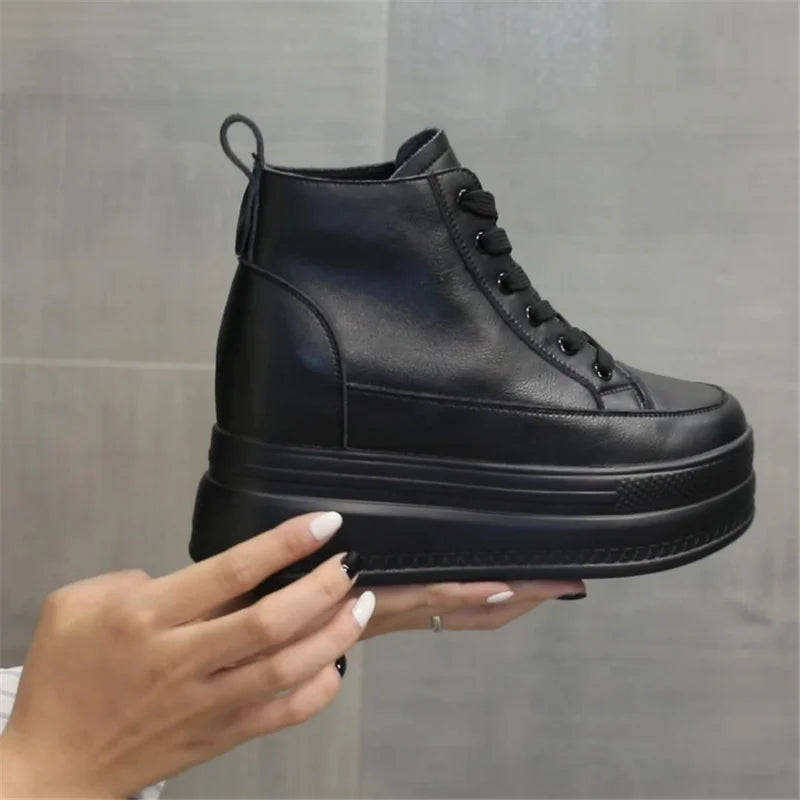Genuine Leather Chunky Ankle Boots
