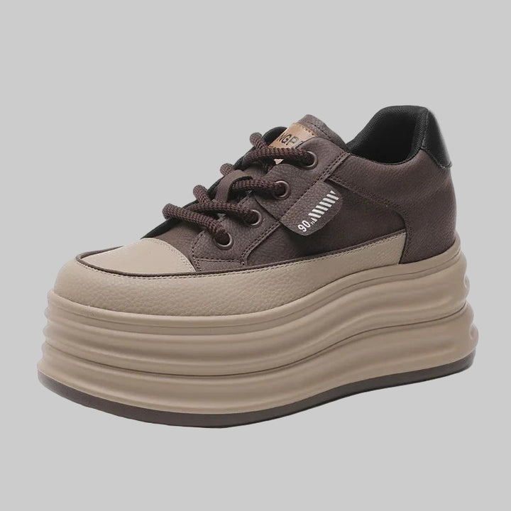 Genuine Leather Vulcanized Chunky Platform Sneakers