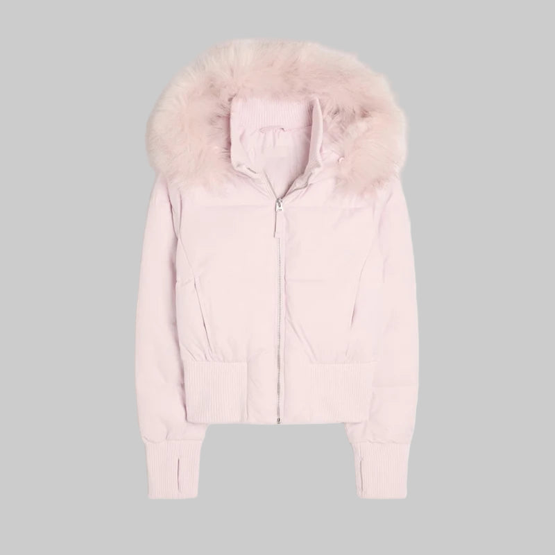 Hooded Fur Elegant  wool coat