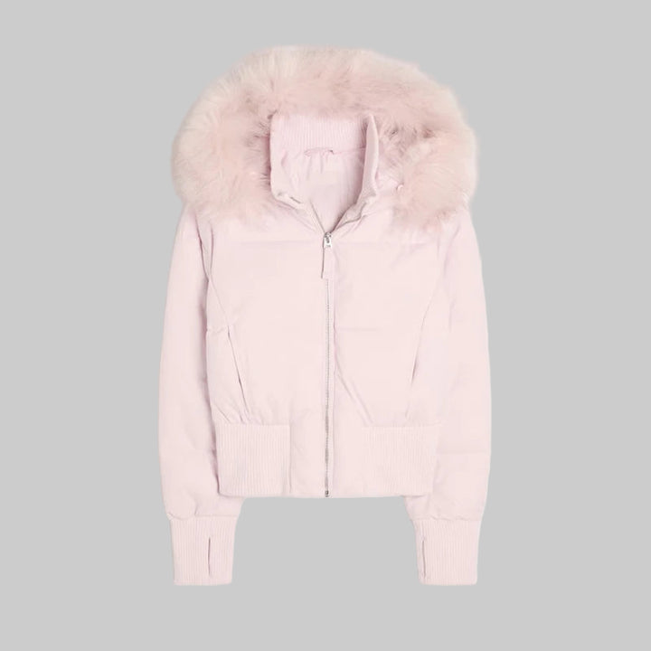 Hooded Fur Elegant  wool coat