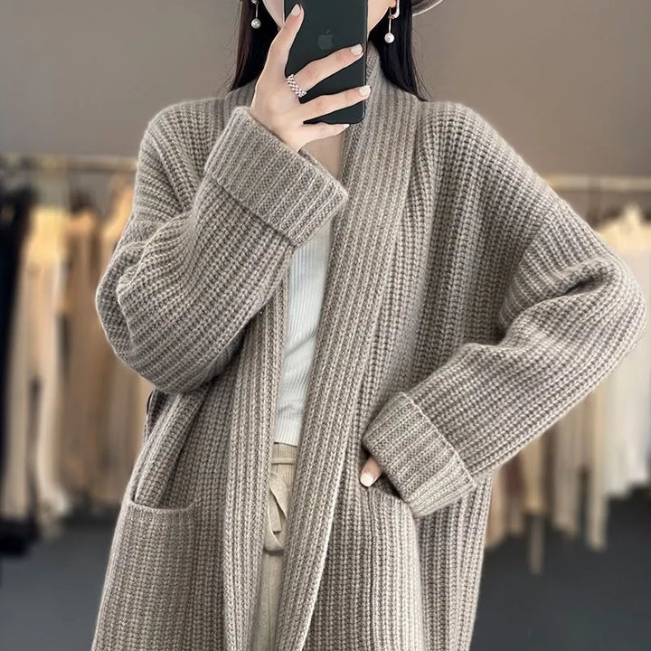 Autumn Winter Thick Solid Color V-neck Sweater