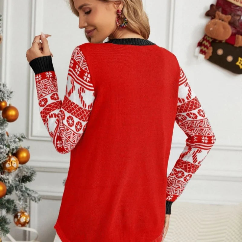 Y2k 3D Cartoon Cat Knitted Xmas Sweater