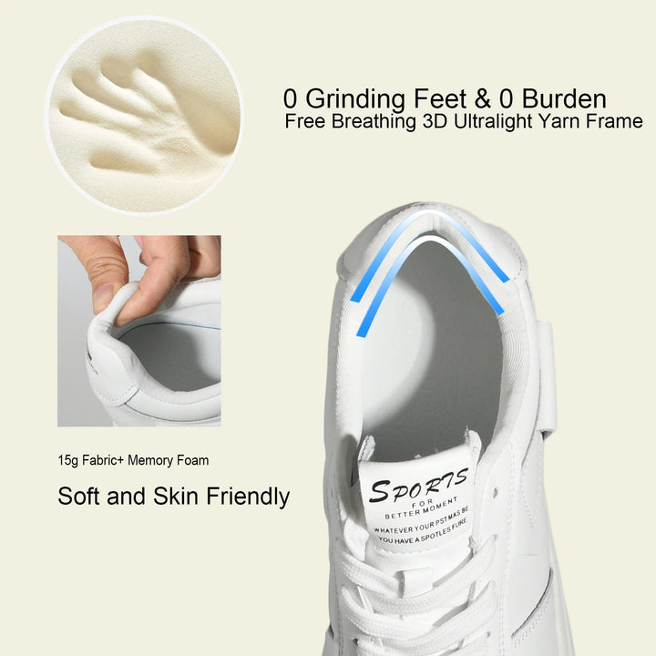 8CM Cow Genuine Leather Chunky Platform Sneakers