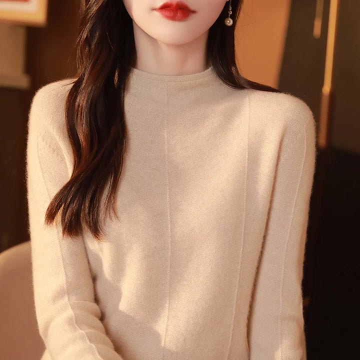 Solid Color Mock Neck Pullover Sweater