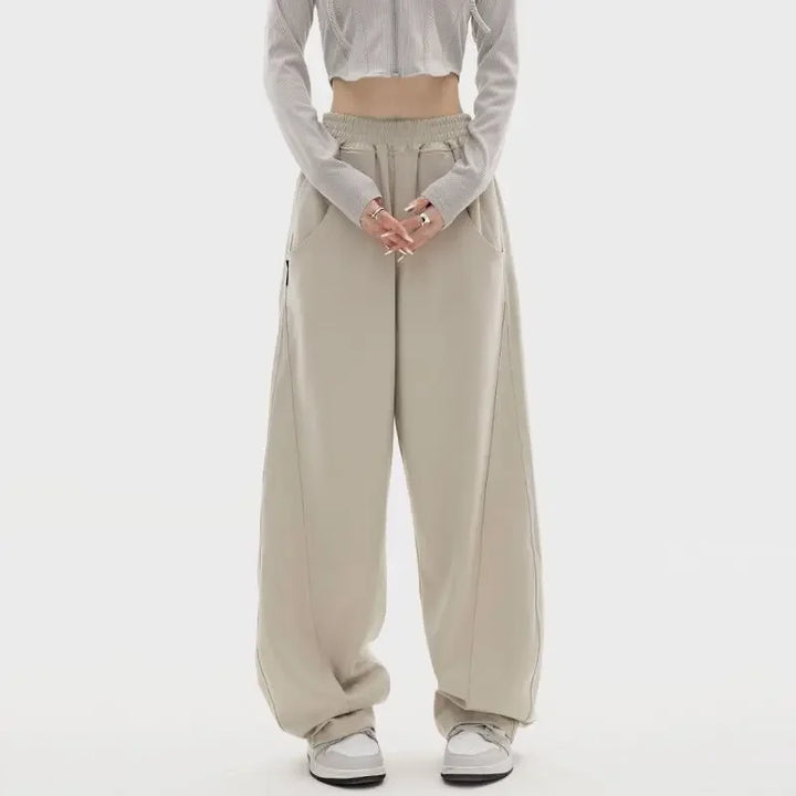 Light Tawny Loose Fit Banana Shape Sweatpants