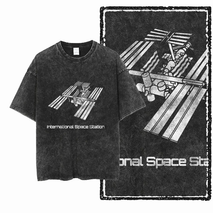 Oversized Washed Retro Finish Print Tees