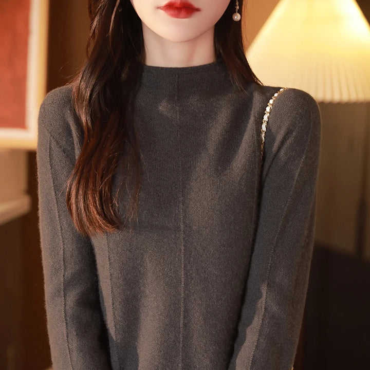 Solid Color Mock Neck Pullover Sweater