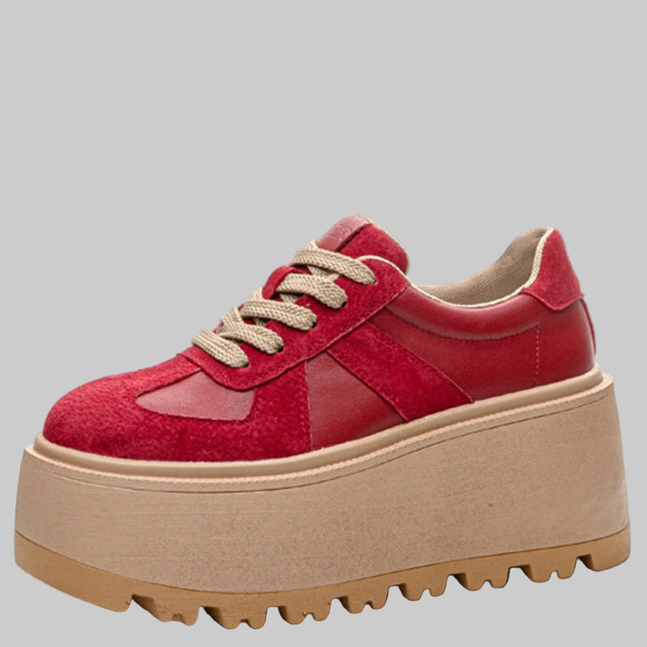 8CM Suede Leather Mesh Platform Wedge Sneakers