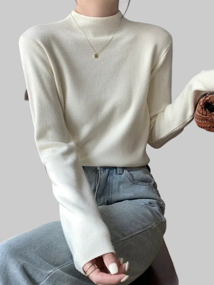 Knitted Solid Half Turtleneck Sweater Pullover