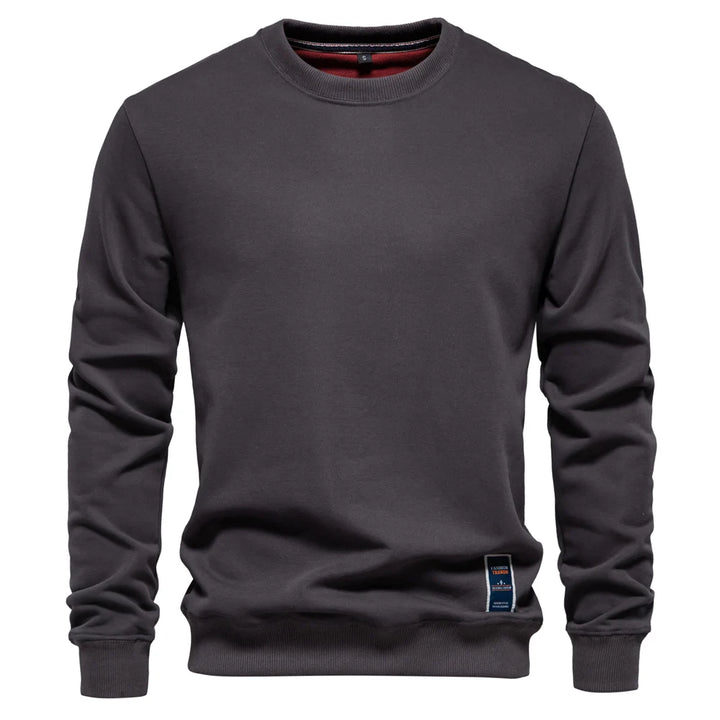 Casual Cotton-Blend Crew Neck Pullover Sweatshirt