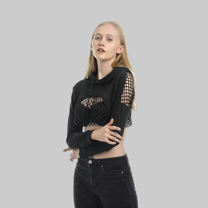 Oversized Street Mesh Patchwork Hoodie