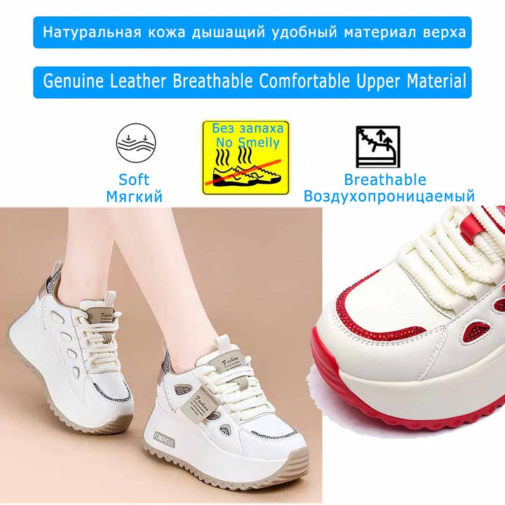 3-Inch Genuine Leather Platform Sneakers