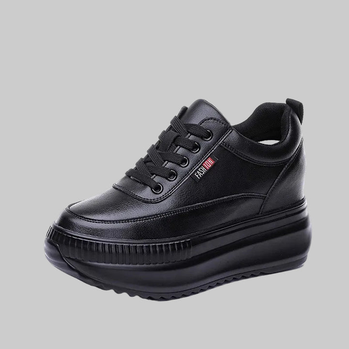 Genuine 8CM Leather Chunky Sneakers