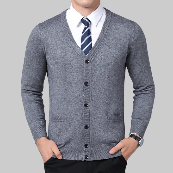 V-Neck Slim Fit British Style Cardigan Sweater
