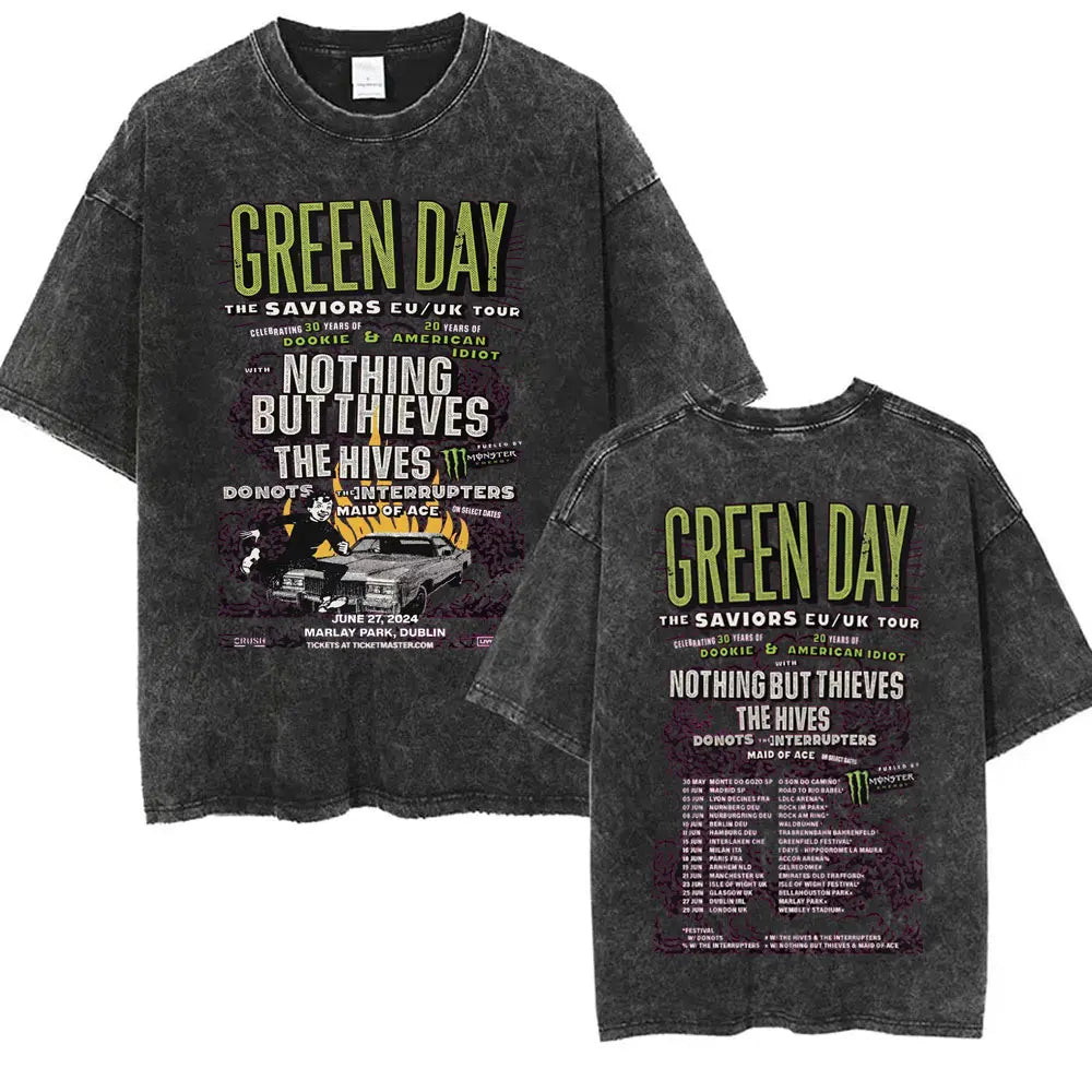 Washed Vintage Punk Green Day Tour 2025 Tees