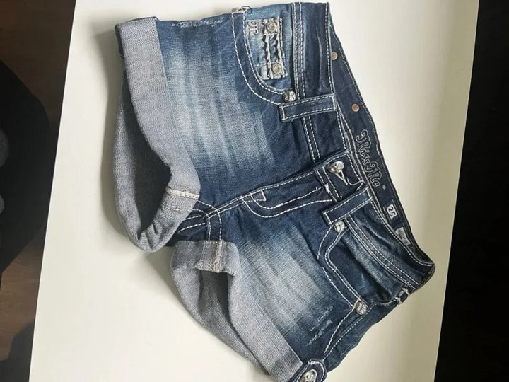 Y2K High-Waisted Letter Embroidery Denim Shorts