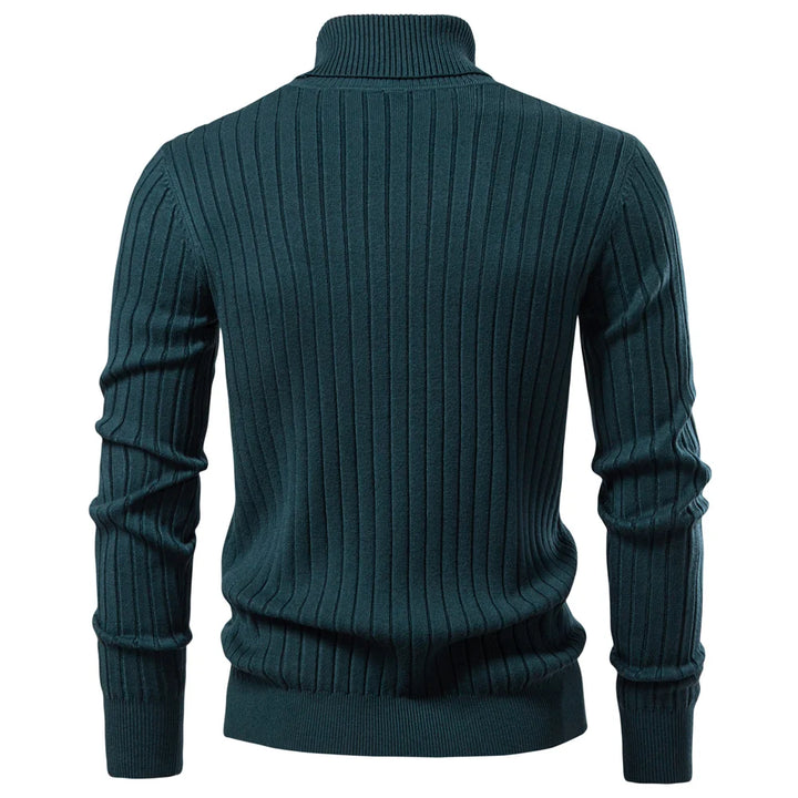 Striped Solid Color Turtleneck Sweater