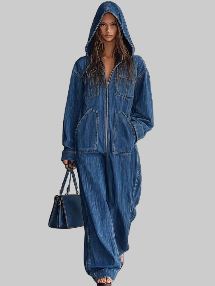 Autumn Winter Loose Fit Denim Jumpsuit