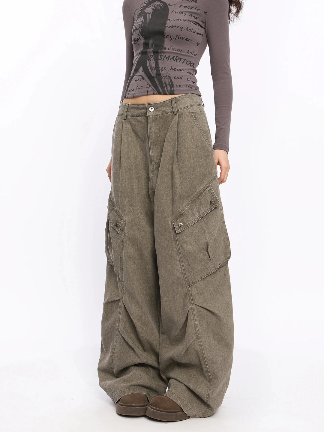 Retro Deconstructed Folded Pocket Cargo Pants