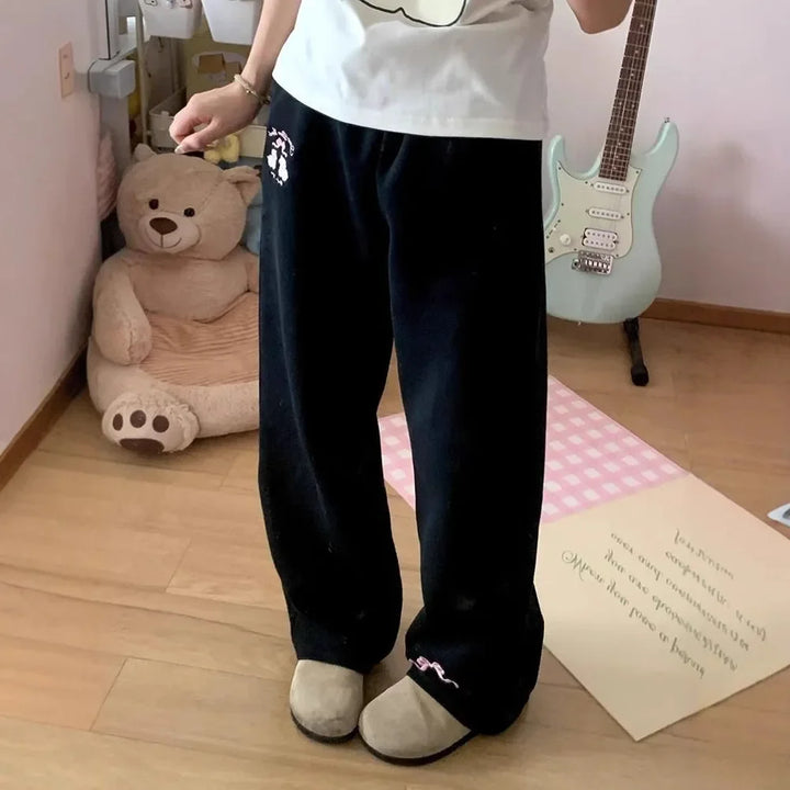 Cartoon Casual Loose-Fit Wide-Leg Sweatpants
