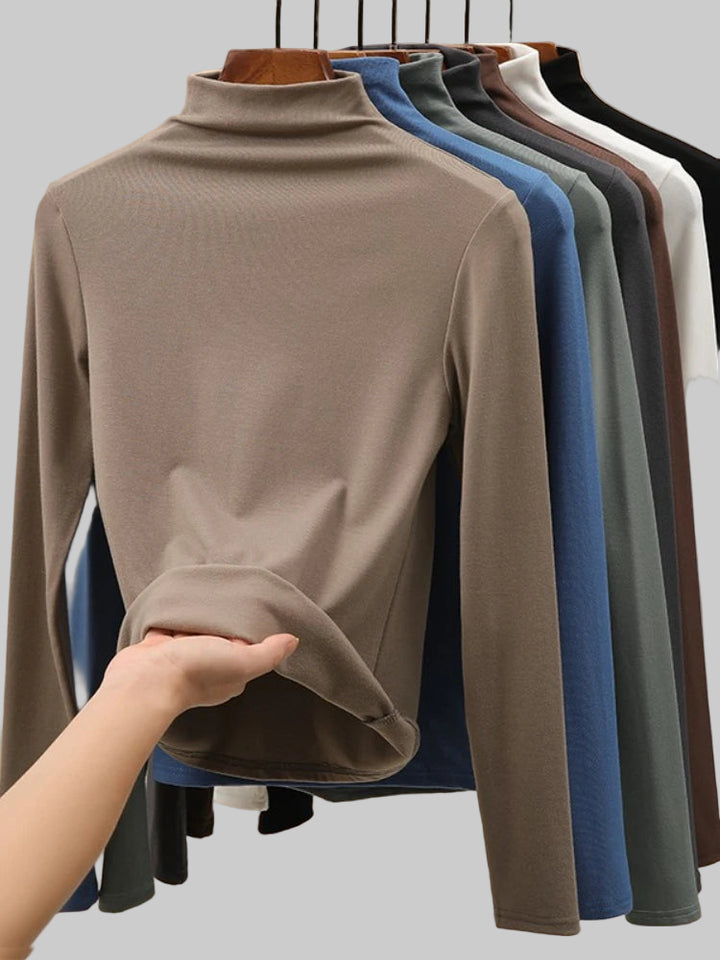 Slim Fit Half Turtleneck Modal Long Sleeve Top