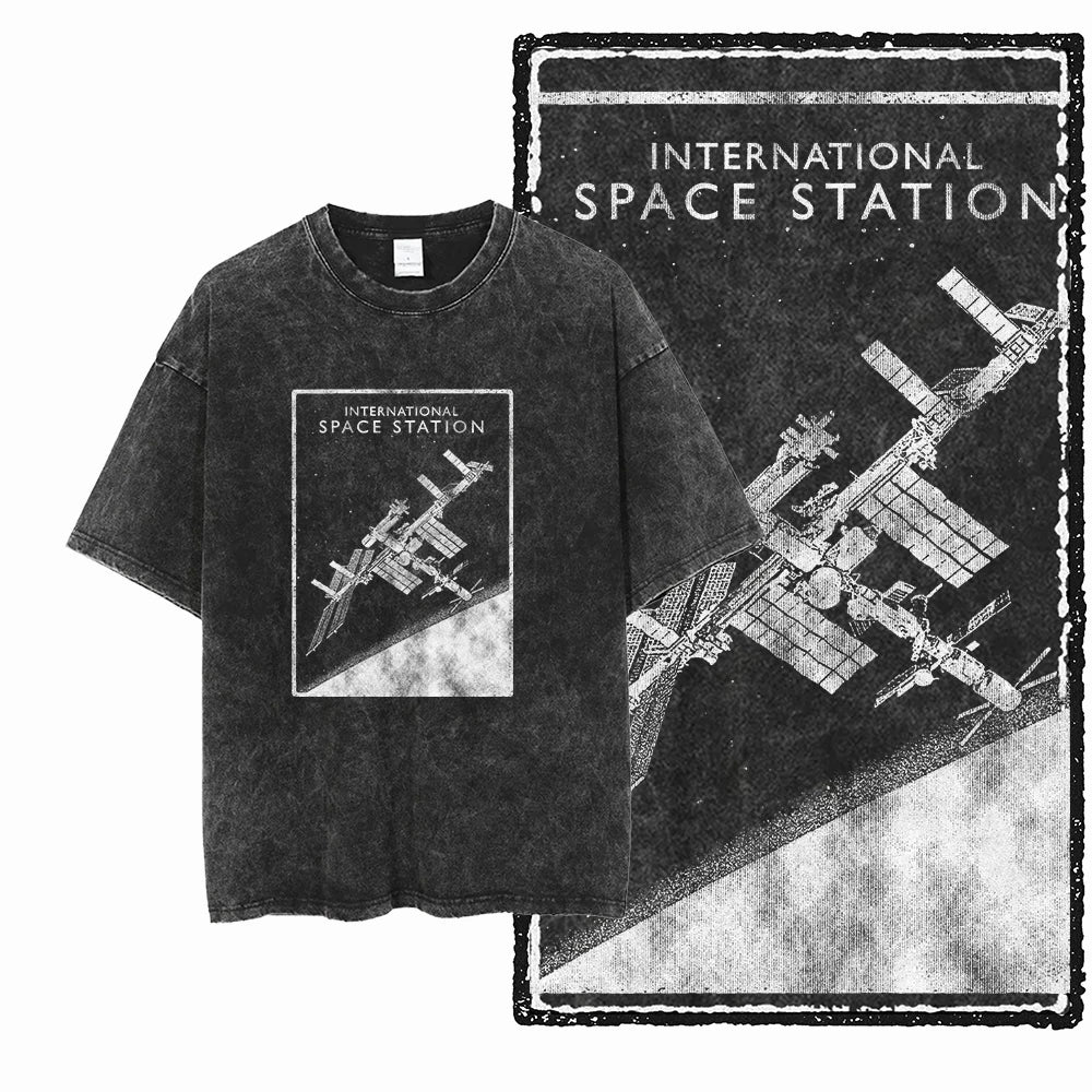Oversized Washed Retro Finish Print Tees