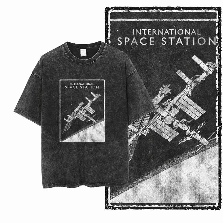 Oversized Washed Retro Finish Print Tees