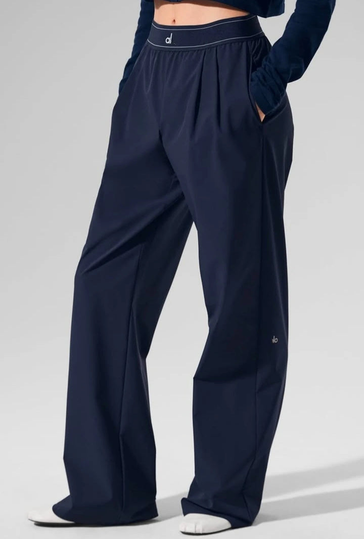 Wide Leg Baggy Sweatpants with Solid Elastic Waist