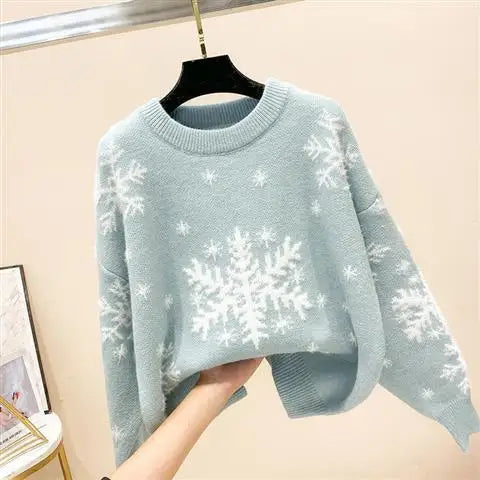 Playful Festive Printed Knitted Christmas Sweater