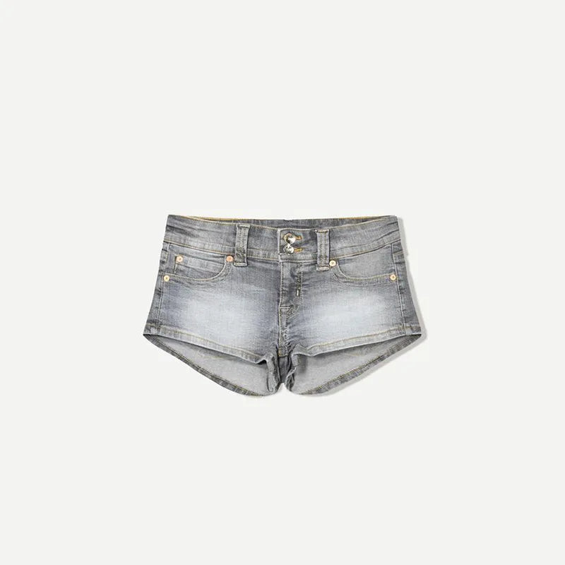 Y2K Low-Waist Peachy Bottom Denim Mini Shorts