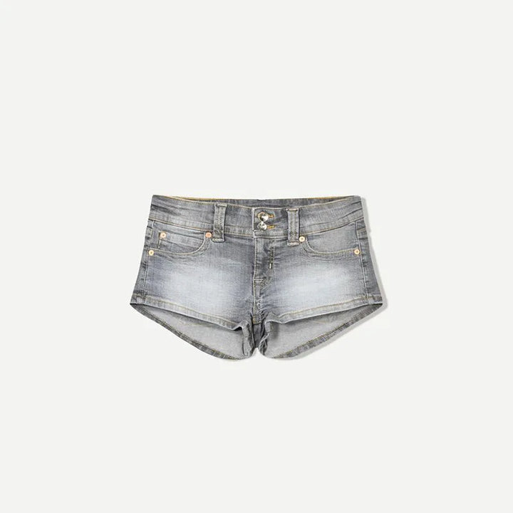 Y2K Low-Waist Peachy Bottom Denim Mini Shorts