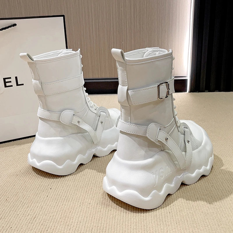 Gothic Platform Punk Wedge Boots with Buckle