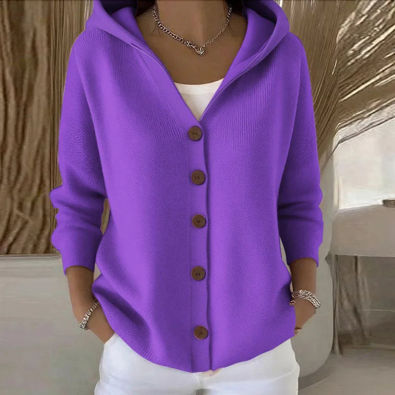 Single breasted Hooded Knit Cardigan