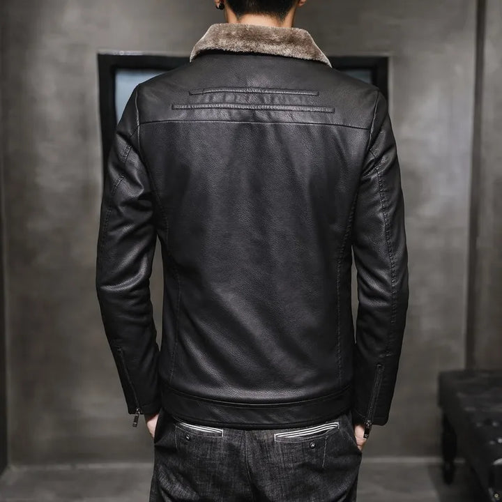 Thick Plush Leather Jacket