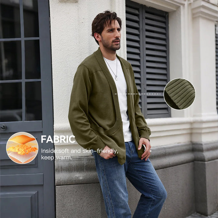 Classic V-Neck Solid Color Knit Cardigan