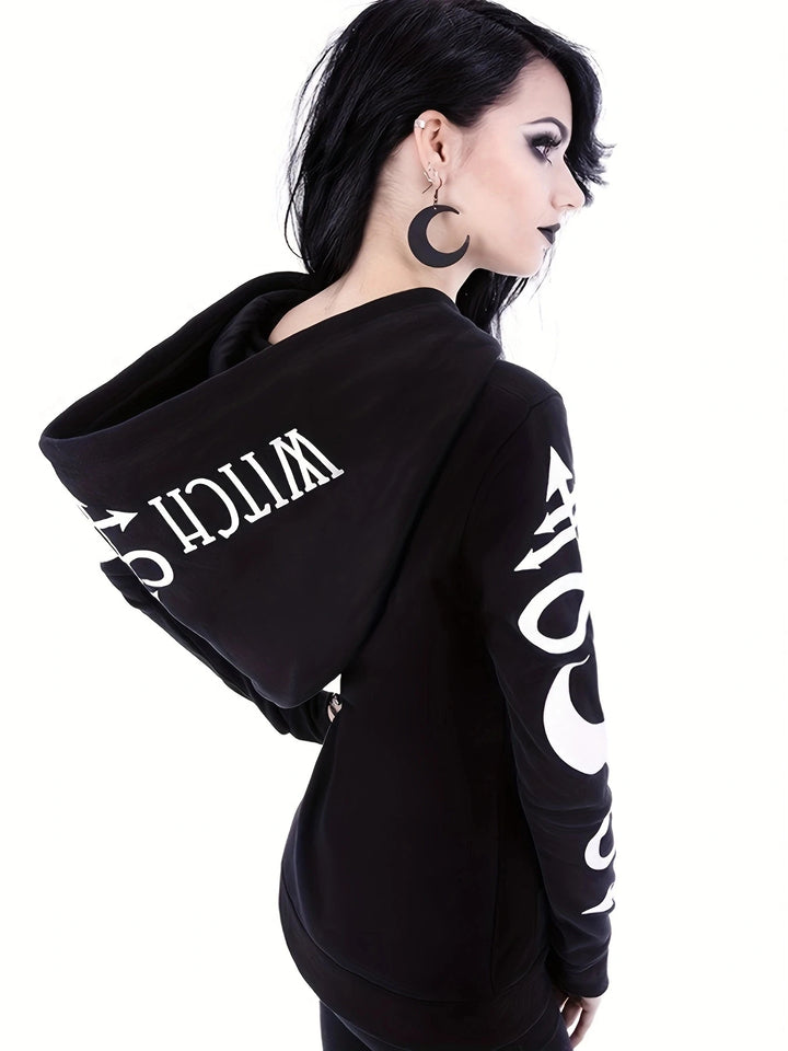 Chic Geometric-Pattern Gothic Hoodie