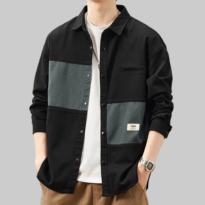 American Retro Workwear Patchwork Shirt Coat