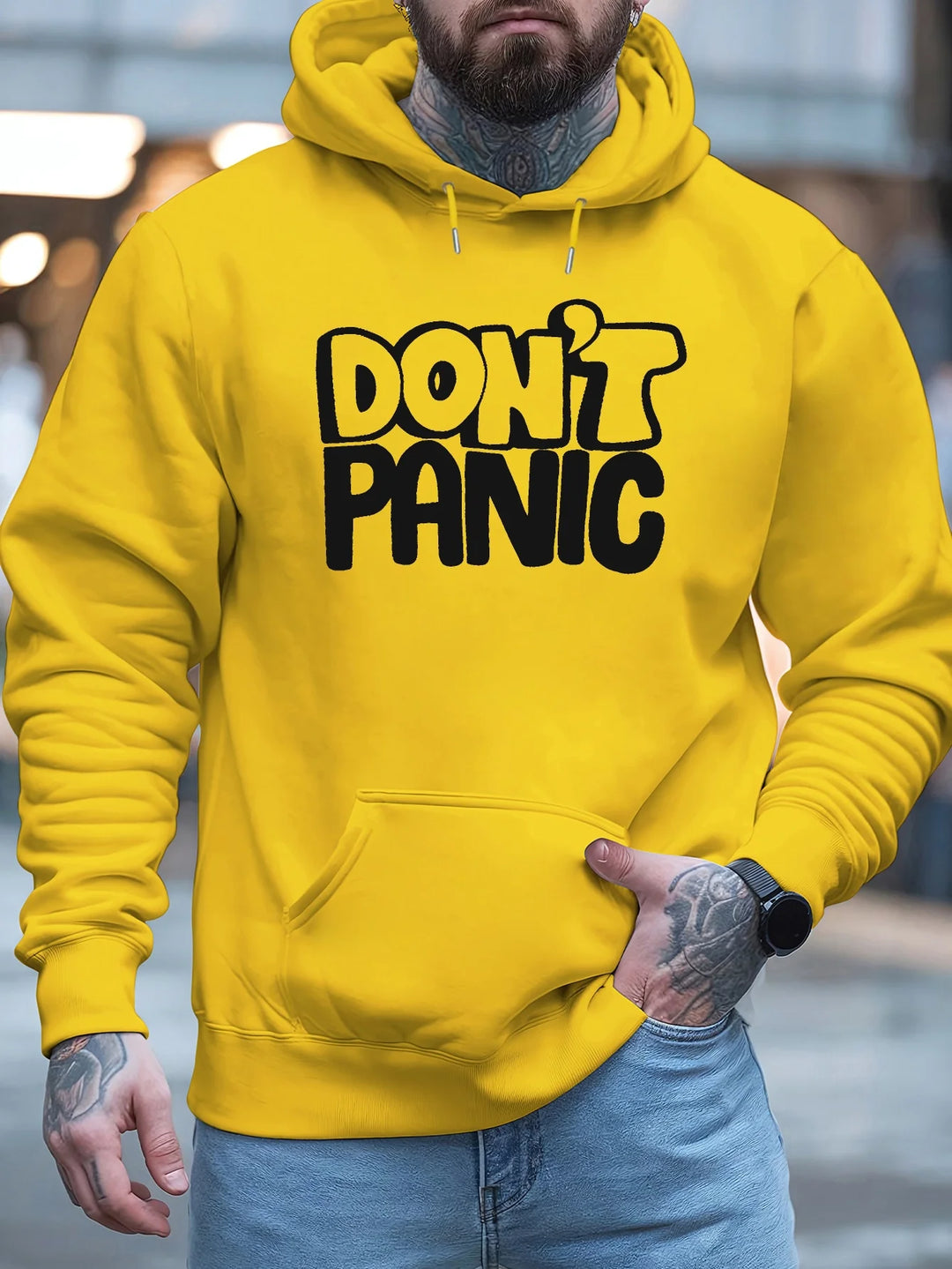Casual Unisex “DON’T PANIC” Graphic Hoodie