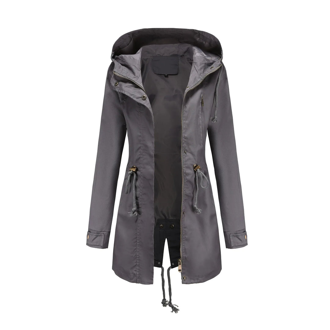 Hooded Drawstring Waist Oversized Windbreaker