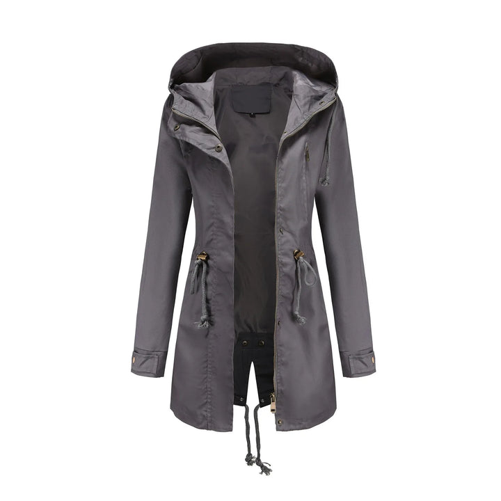 Hooded Drawstring Waist Oversized Windbreaker