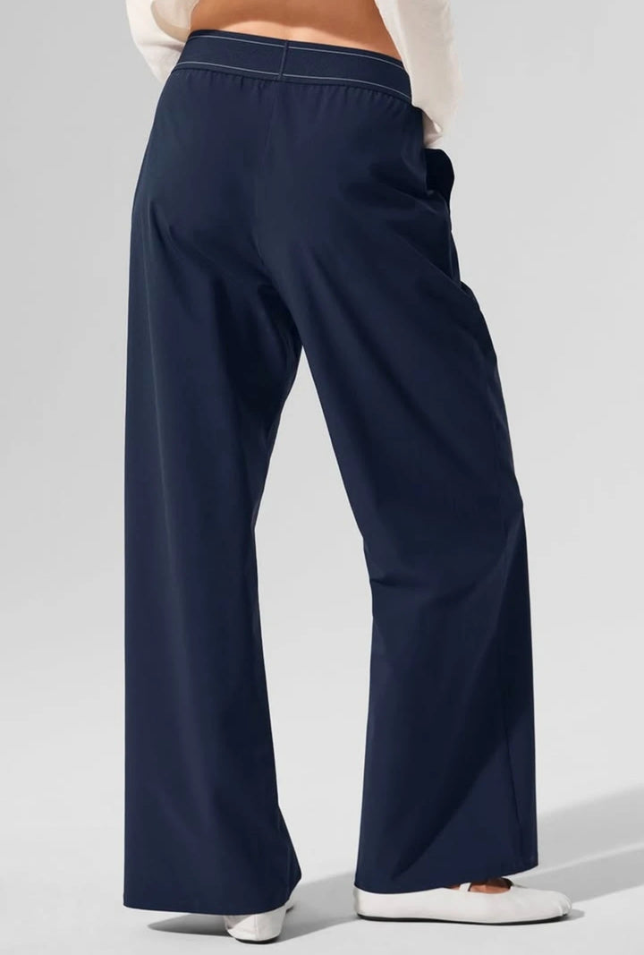 Wide Leg Baggy Sweatpants with Solid Elastic Waist