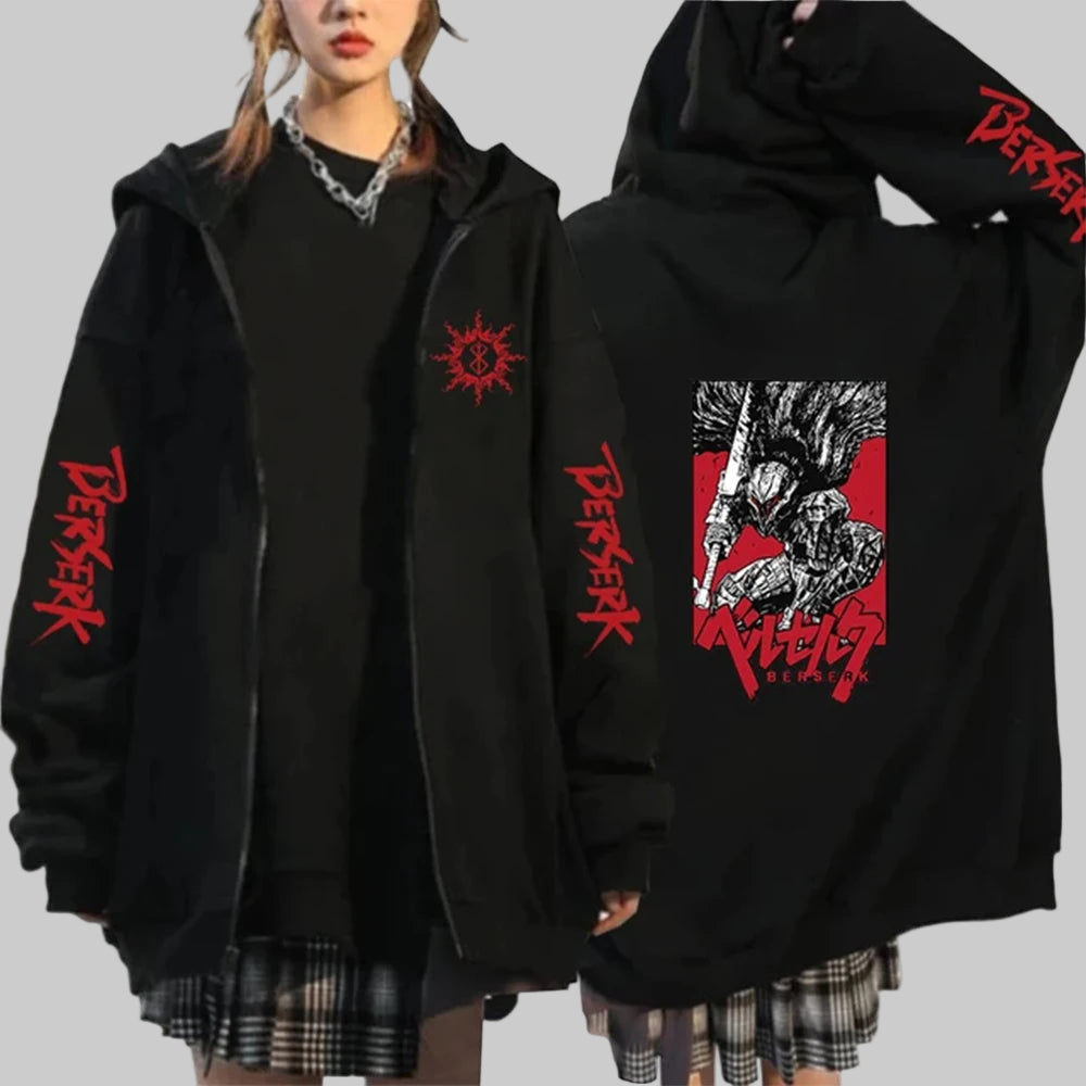 Japanese Anime Punk Hoodie with Courage Eyes